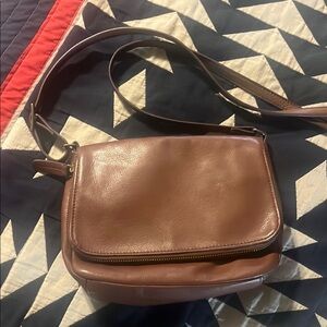 Margot Tan Crossbody Bag with Leather Material and Flap Closure